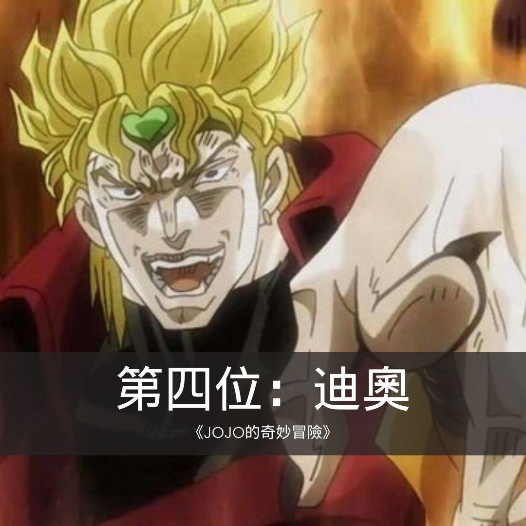 迪奧是《JOJO的奇妙冒險》中的主要反派,強大的形象深入民心,大量言行被網民改為memes廣泛流傳,在漫畫第1、3部與主角祖斯達家族為敵。|JUMP漫畫最具魅力反派角色票選 十大惡役排名