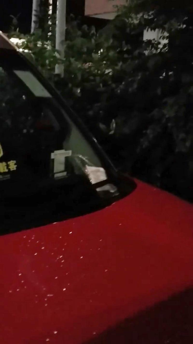 摩羯|粉嶺火車站外多部紅色的士在風球下被抄牌,引起網民熱議。(網片截圖)