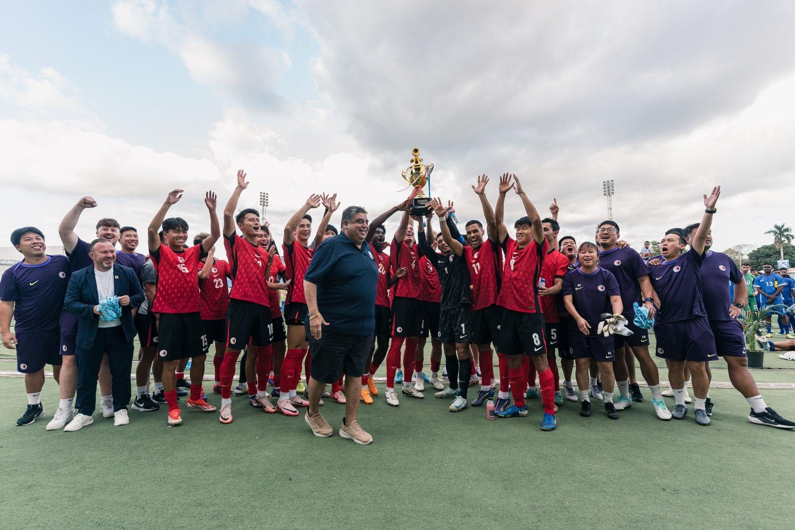 在斐濟贏得三角賽冠軍的港隊,10月會作客歐洲。(香港足總圖片)