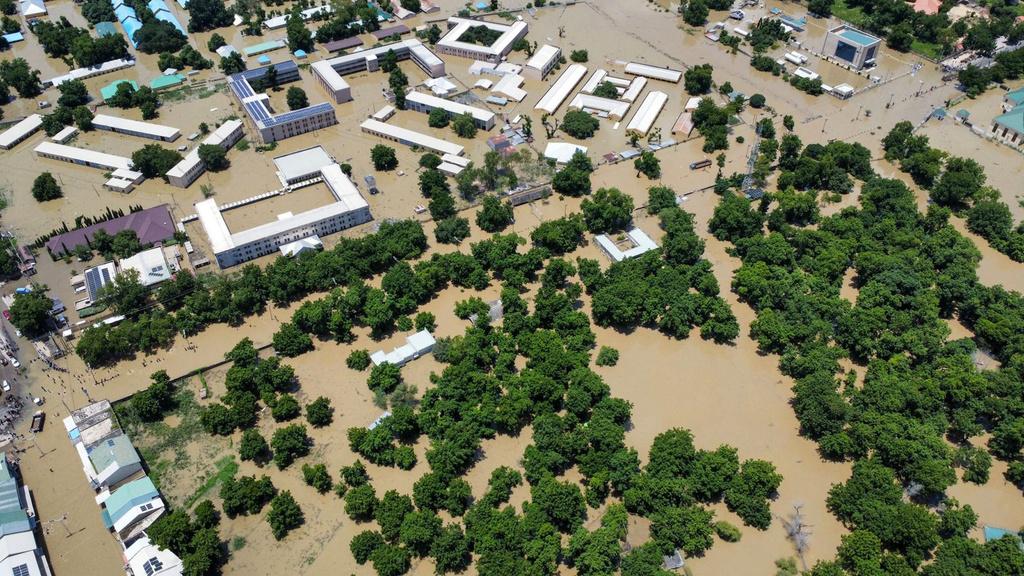 尼日利亞東北部城市邁杜古里水災災情。(美聯社)