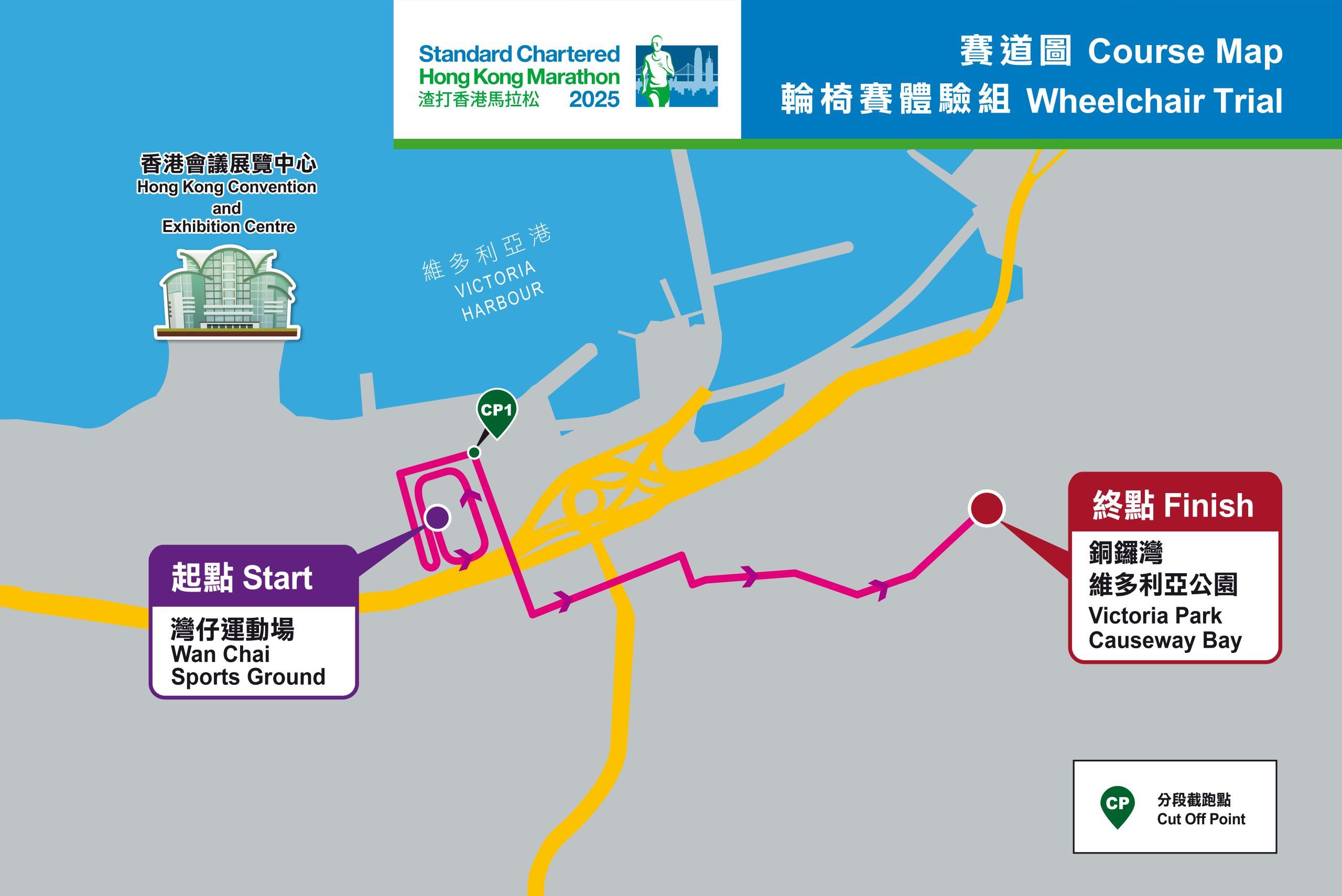 渣打馬拉松2025|輪椅賽體驗組路線圖。(官網)