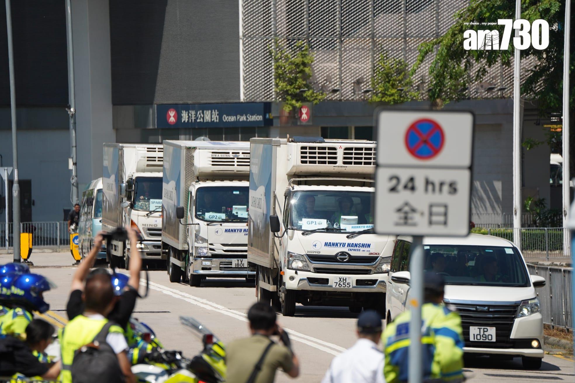 中央送港的兩隻大熊貓安安及可可昨日抵港,本港舉行歡迎儀式。(資料圖片)