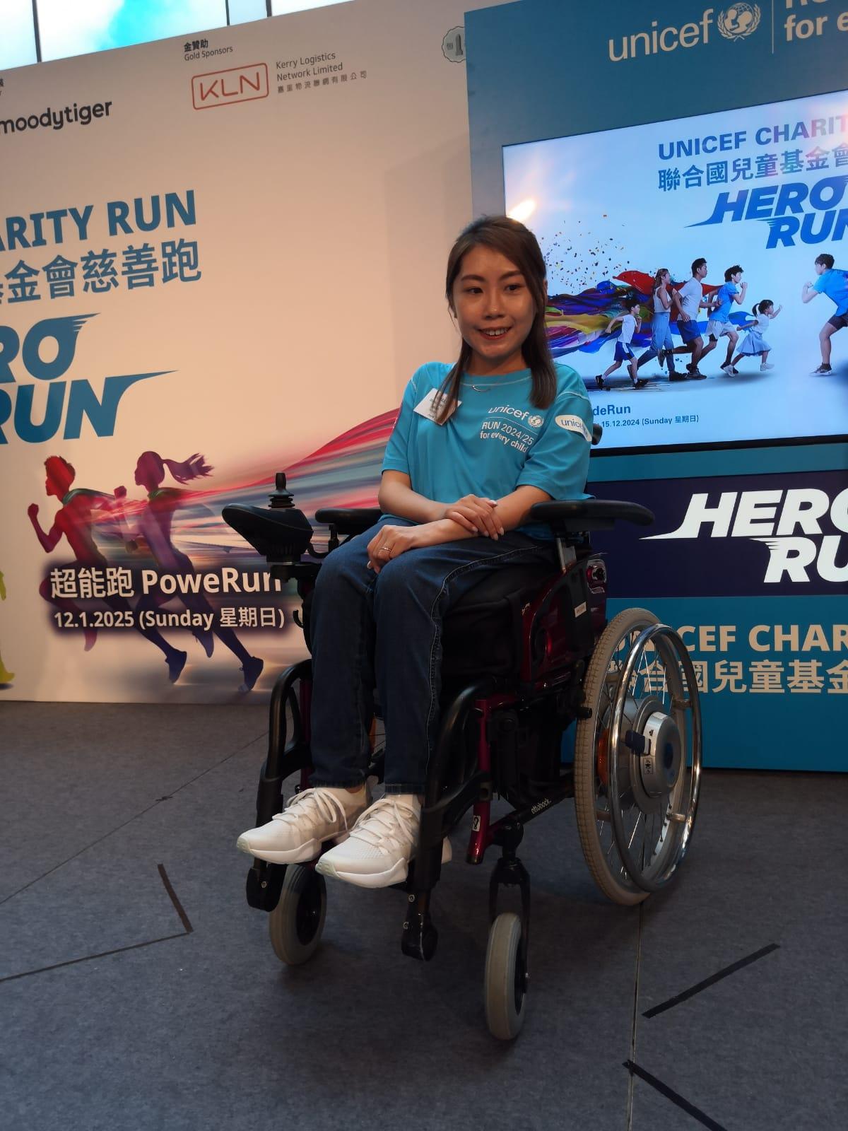 何宛淇認為,殘疾人士也可以發揮力量幫助別人,改寫弱勢兒童的生命。(聯合國兒童基金會圖片)