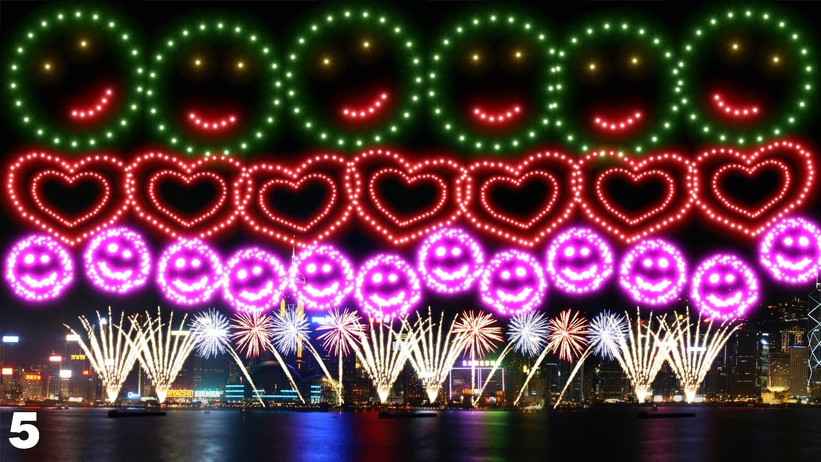 國慶煙花匯演將於10月1日在維港舉行(模擬效果圖)