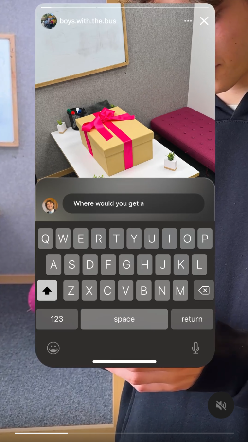 IG新功能|在鍵盤中即可輸入留言。