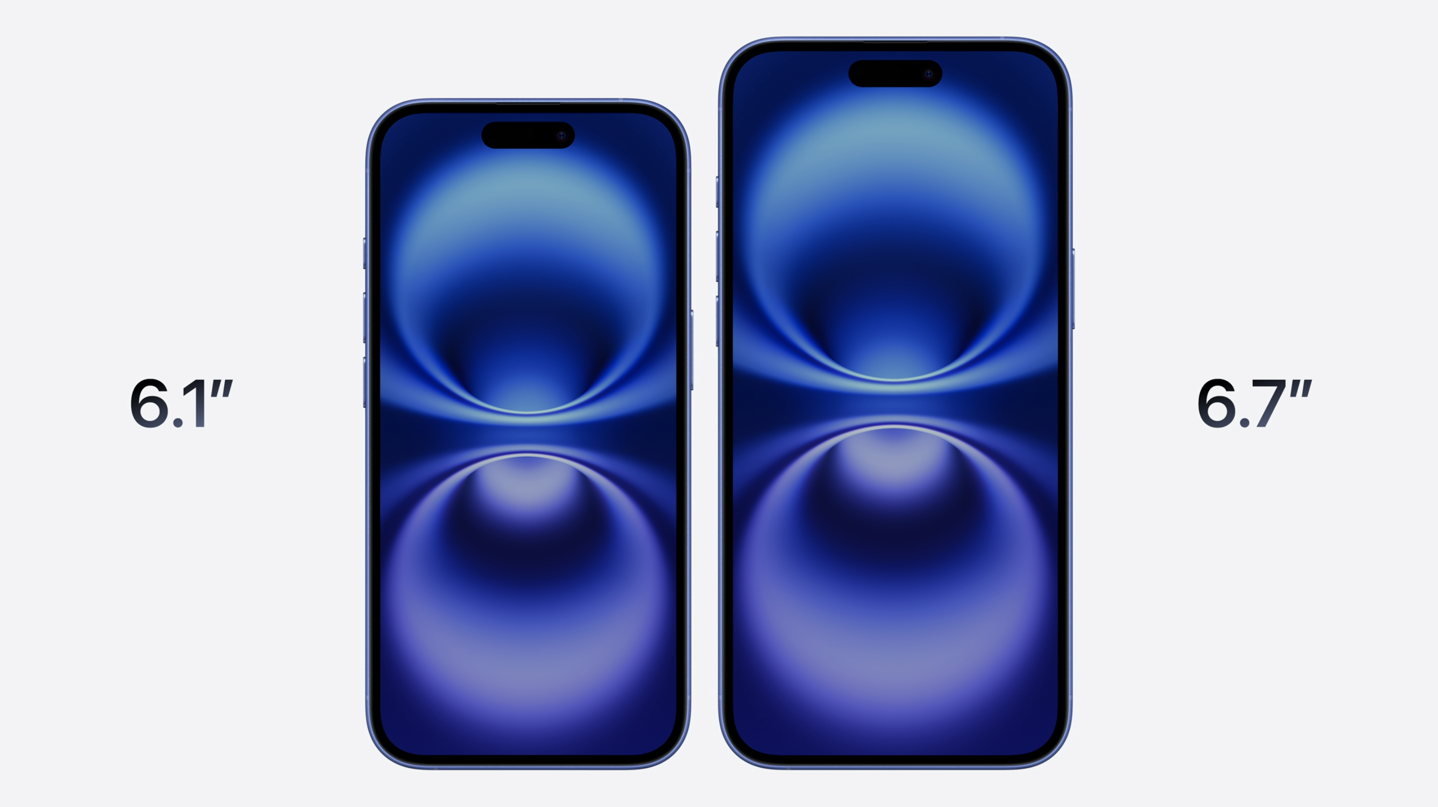 iPhone 16有6.1及6.7吋兩個尺寸。