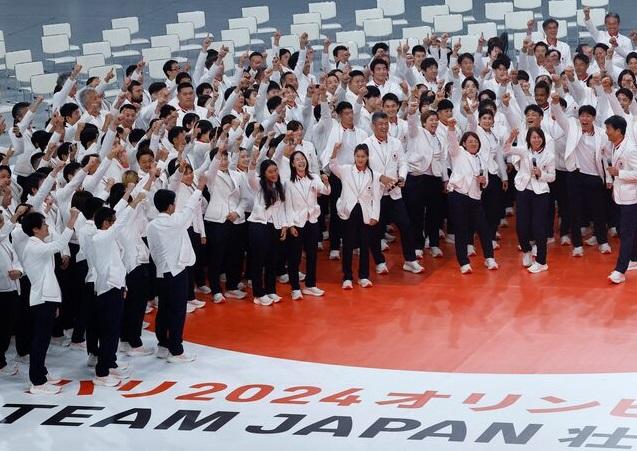 日本國家隊出戰巴黎奧運前舉行誓師大會。(資料圖片)