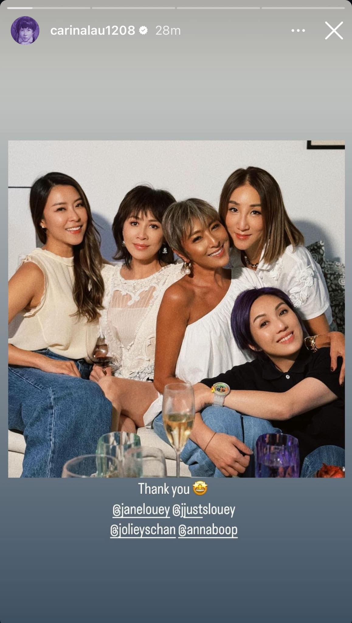 劉嘉玲出story繼續對楊千嬅隻字不提。