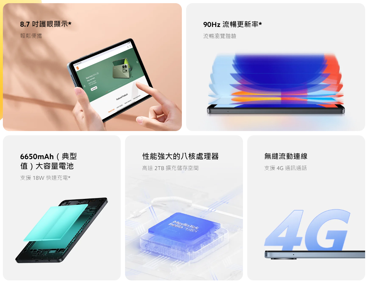 Redmi Pad SE 8.7功能一覽。