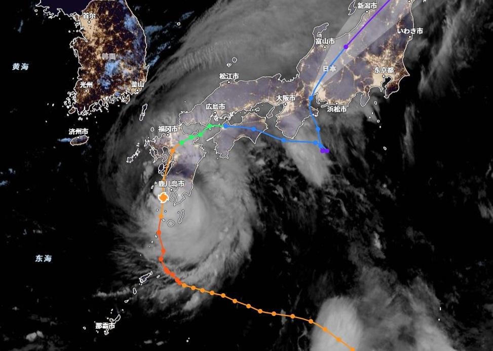 日本專家指,颱風接近導致大氣狀況不穩定,若出現頭暈、耳鳴等症狀,便可能患上「氣象病」。颱風珊珊上周四登陸日本鹿兒島的衛星圖像。(資料圖片)