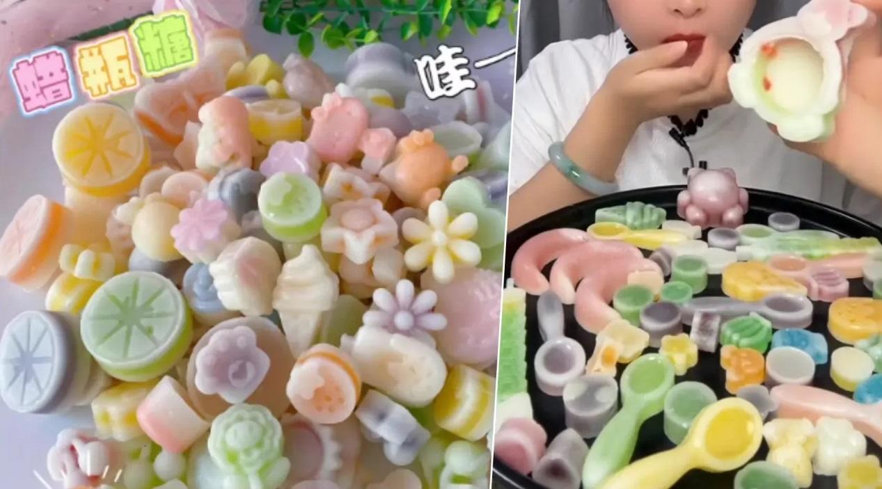 蠟瓶糖造型多樣,色彩繽紛,一口爆漿。(互聯網)