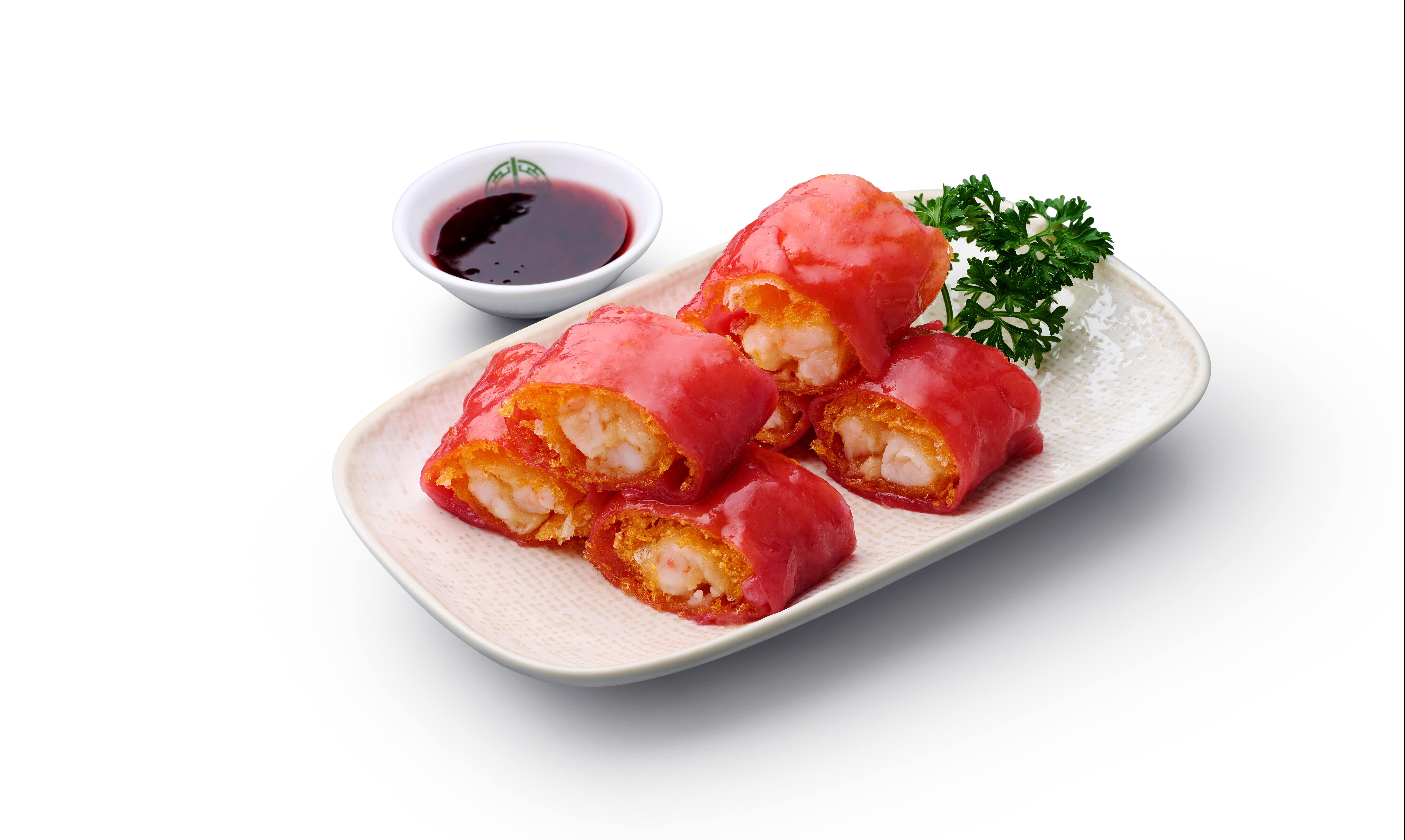 洛神花米網紅米蝦腸$42 蘸上自家製洛神花醬,酸甜平衡恰到好處。