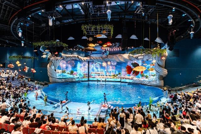 深圳小梅沙海洋世界有四大劇場,分別為青藍洞投影秀、鯨豚劇場、歡樂劇場、海底劇場,精彩表演不要錯過。 (圖片來源:攝影師_傑文兒)