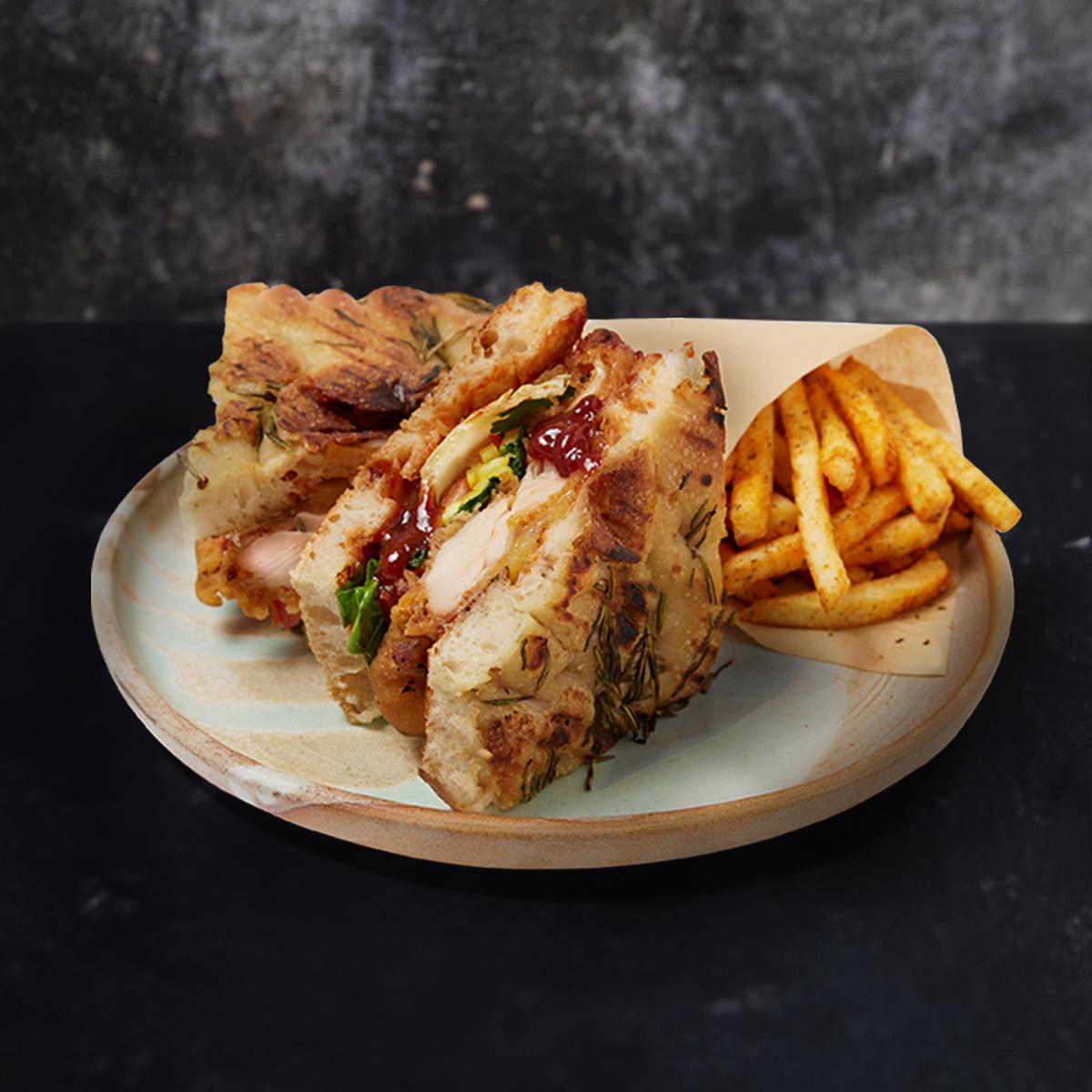 炸雞三明治配薯條