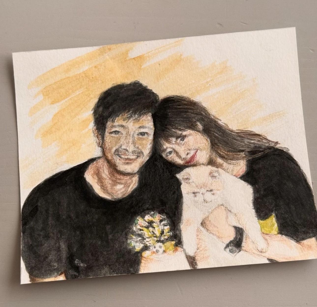 王宗堯親畫溫馨全家福送老婆。