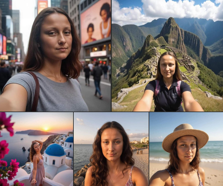 網上流傳照片,指一名女子(右)跟名畫中的蒙娜麗莎撞樣。(互聯網)