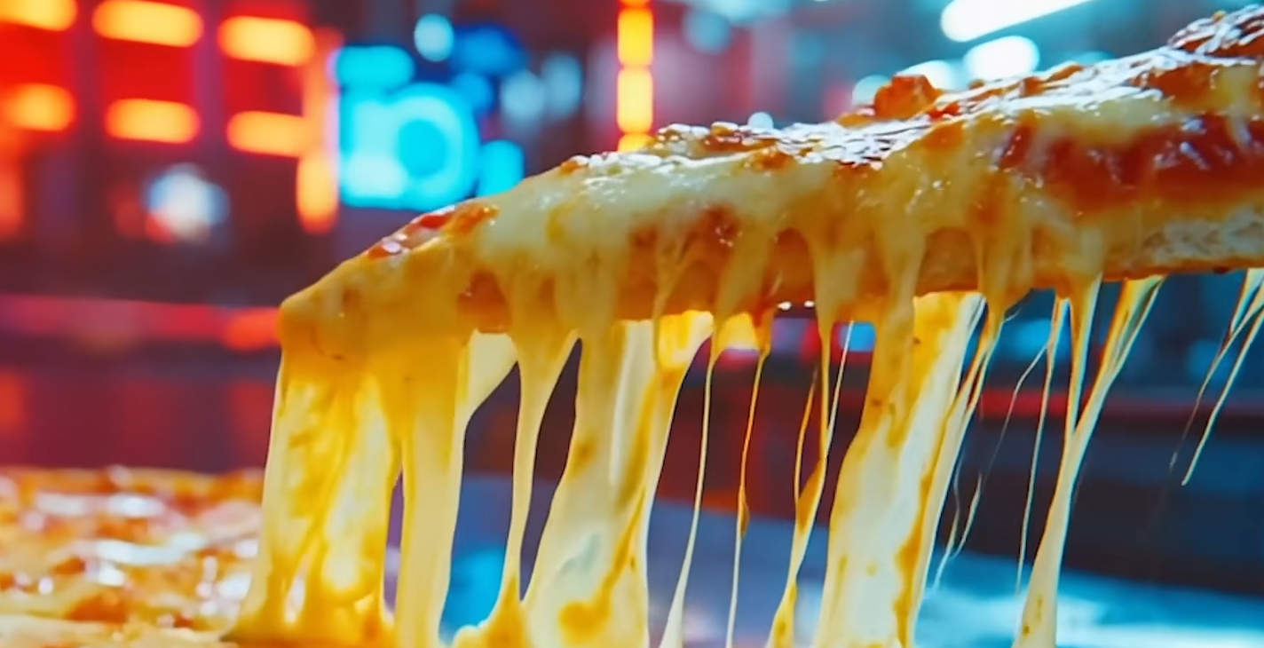 Pizza Hut同時推出了一套生成AI製作的宣傳影片,搭配「AI Pizza」背景音樂,以宣傳最新AI Pizza。