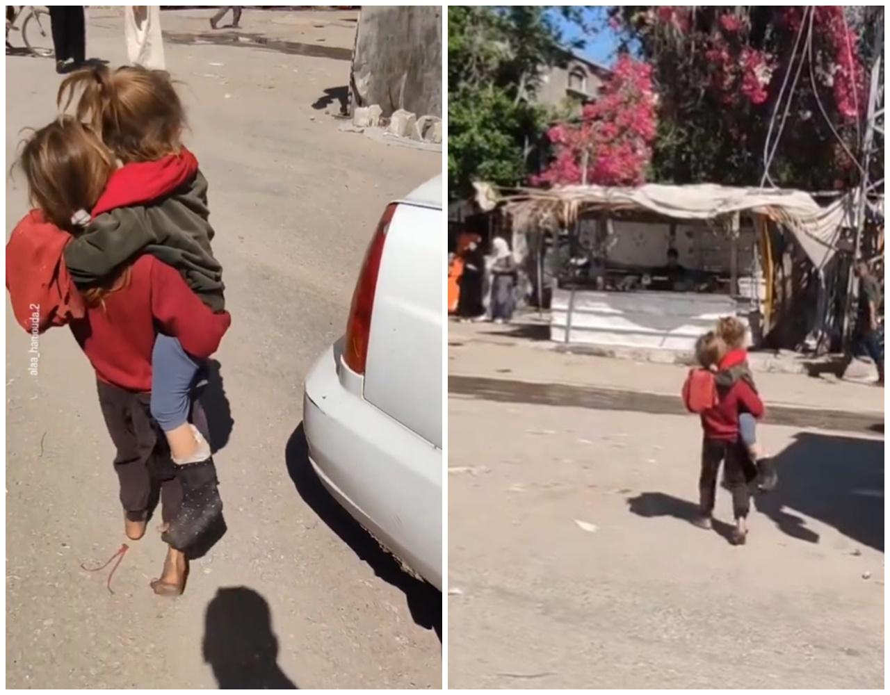 女童落車後,再次抱起妹妹離開。(X)