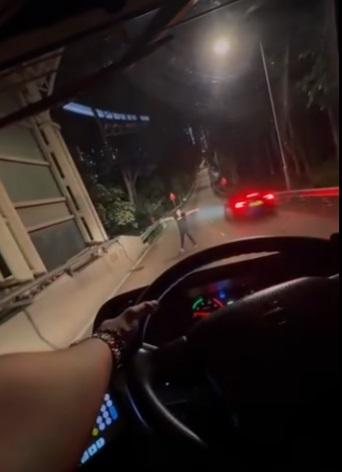 車Cam直擊|黑衣婦黑夜公路「大字型」截車。(網片截圖)