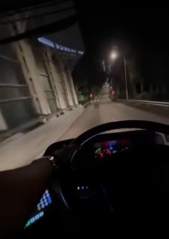 車Cam直擊|黑衣婦黑夜公路「大字型」截車。(網片截圖)