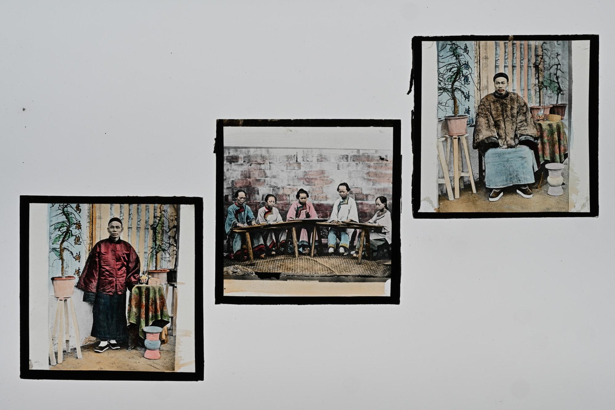 上色的玻璃幻燈片。