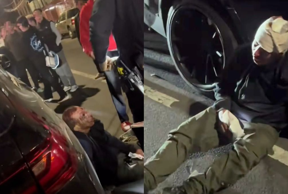 試圖搶劫華人餐廳的搶匪頭破血流。(圖/翻攝自抖音)