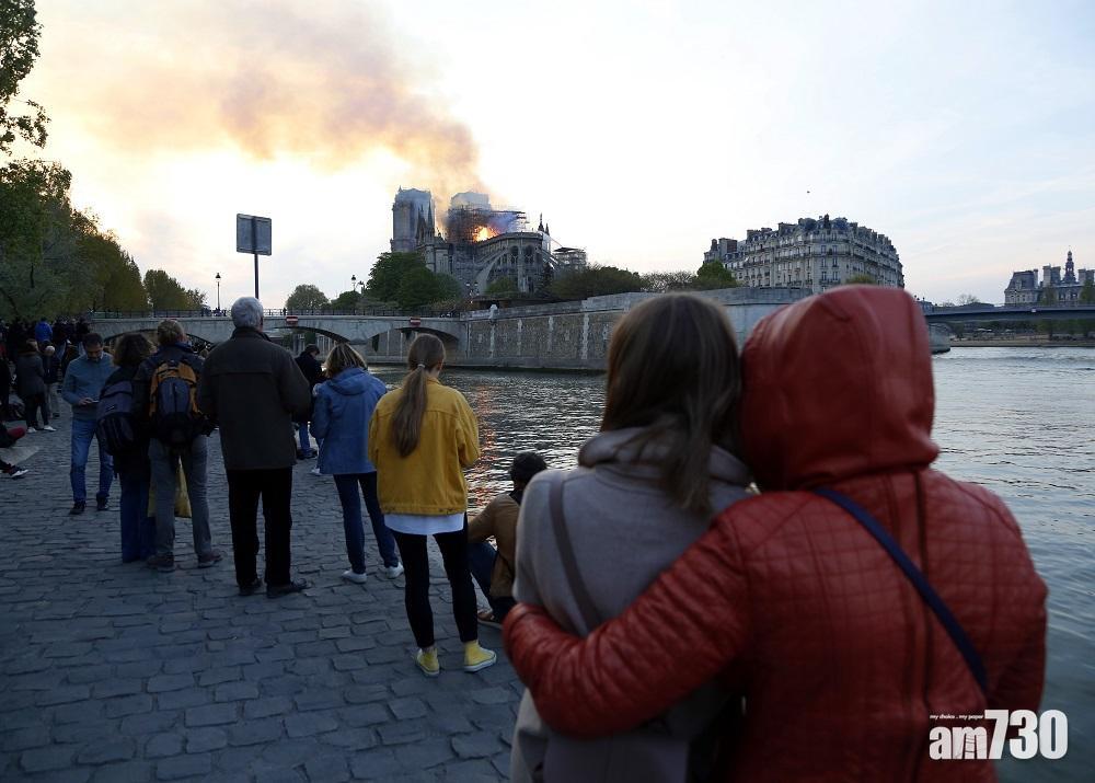 巴黎聖母院在2019年4月大火。(資料圖片)