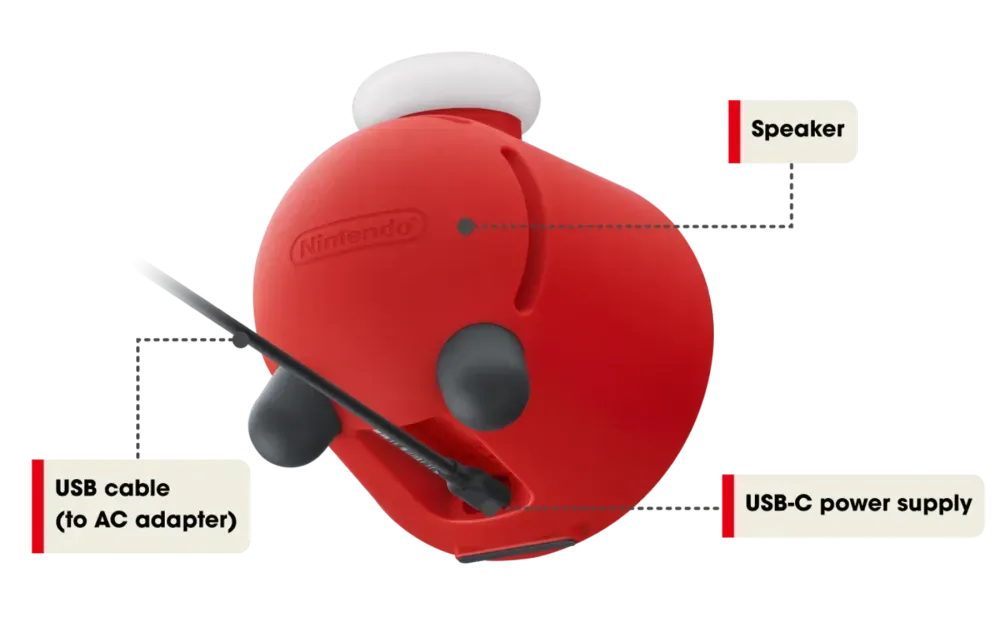 「Alarmo」以任天堂經典遊戲《超級瑪利歐兄弟》為主題,配備2.8吋液晶螢幕顯示動態影像,並設有發光旋鈕。內建來自5款任天堂人氣遊戲的35種主題鬧鈴音效,未來還將透過網路連線新增2款遊戲的主題鬧鈴。