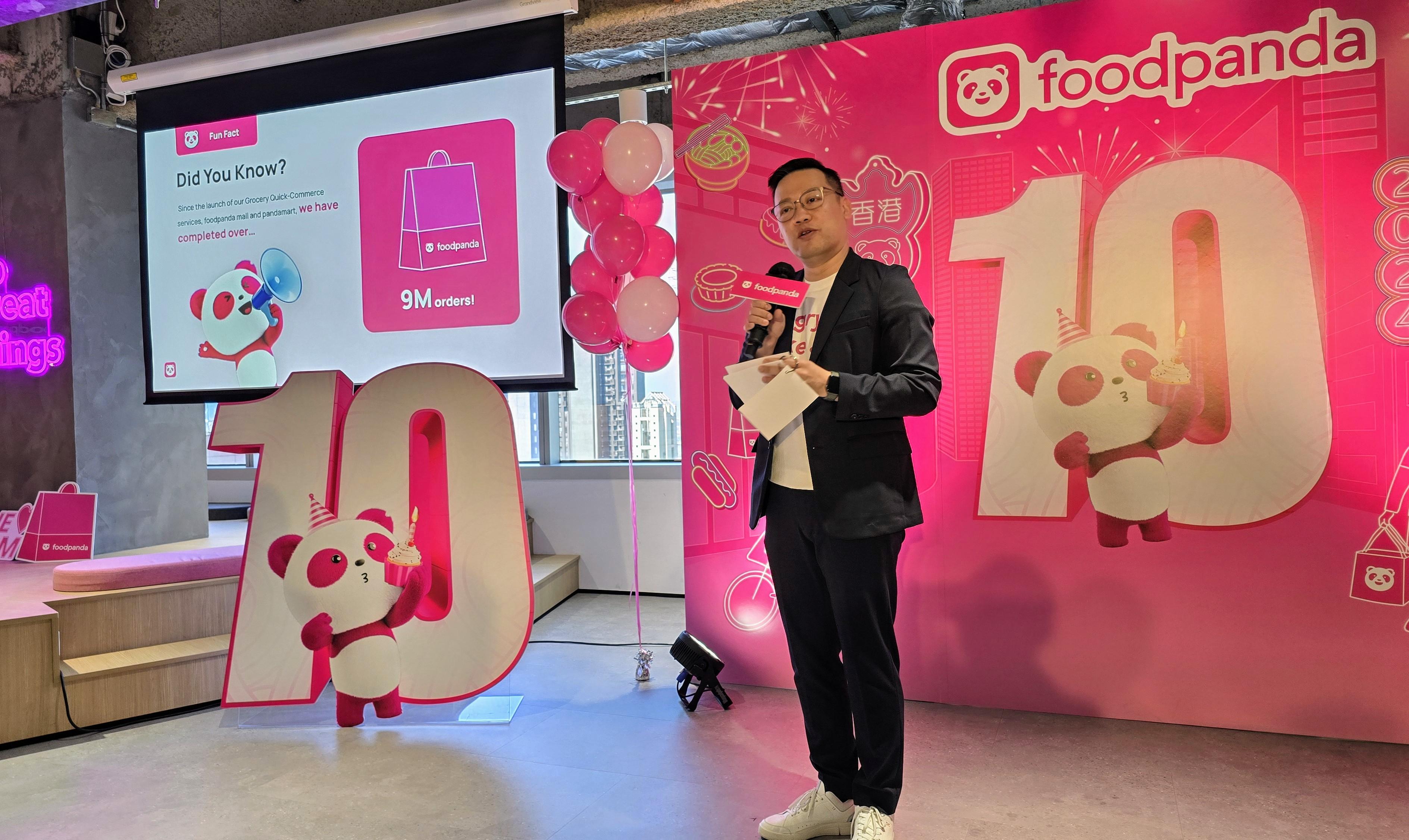 foodpanda香港及台灣快商務總監陸欣舜Darren指短短數年間,香港生活百貨高速增長,至今已完成900萬張訂單。