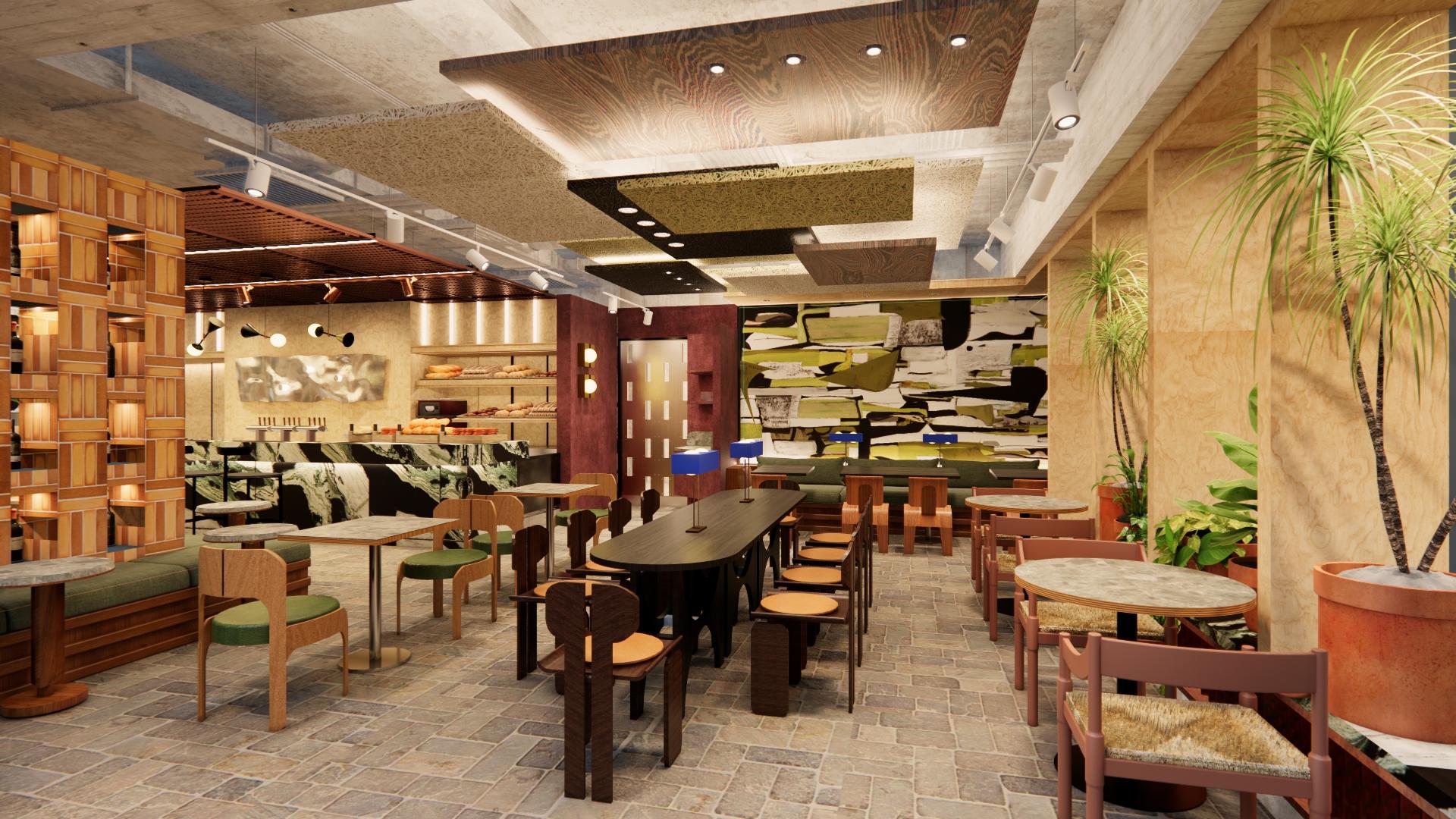 咖啡店極具空間感。