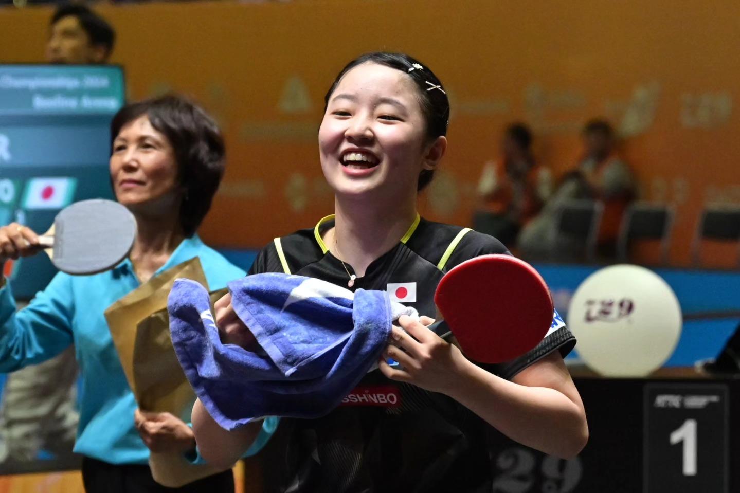 乒乓亞錦賽|張本美和在女團決賽連贏王藝迪及孫穎莎。(ITTF)