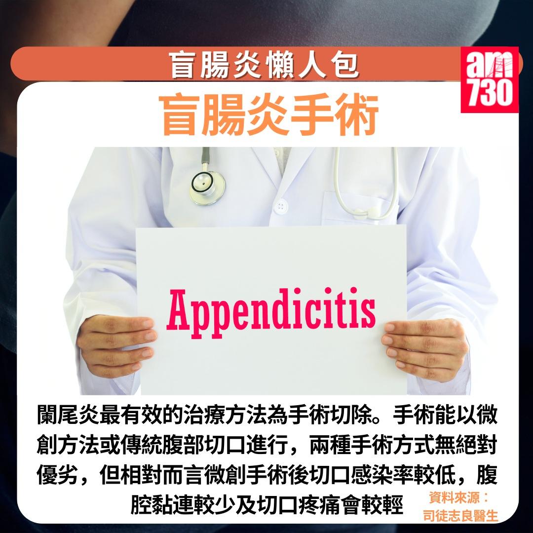 盲腸炎懶人包|盲腸炎手術(am730製圖)