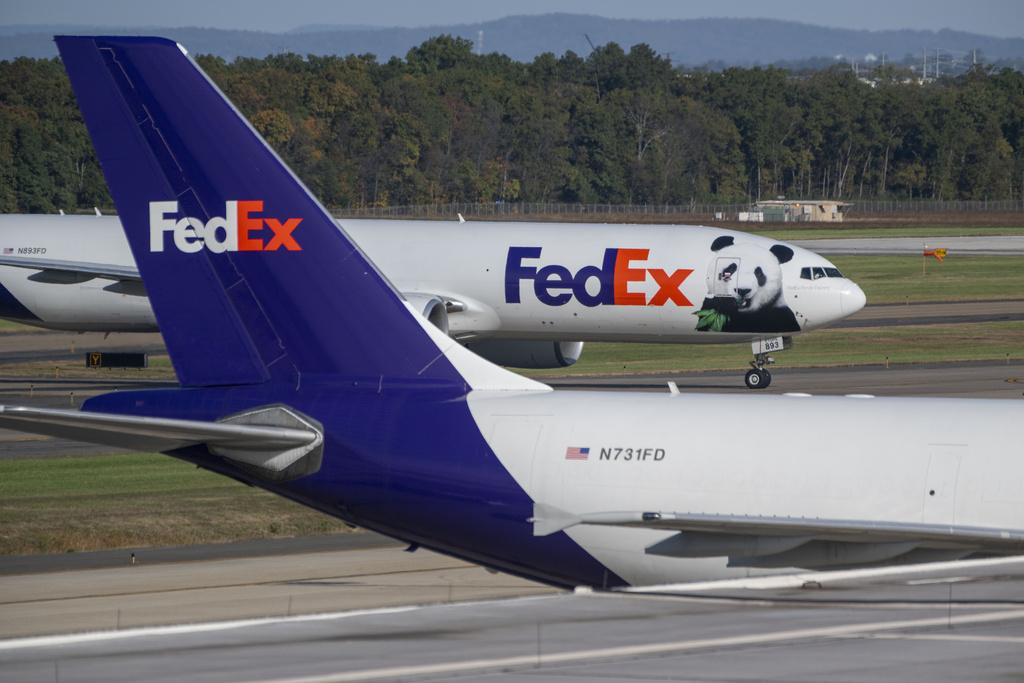 大熊貓「寶力」及「青寶」的專機飛抵美國。(美聯社)