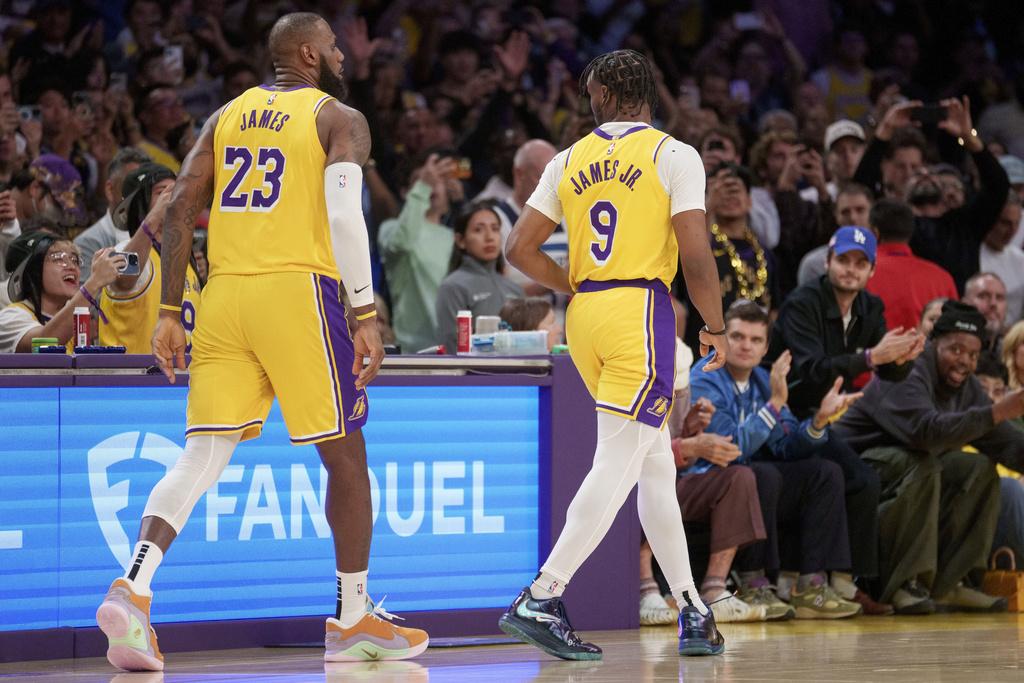 勒邦占士兒子邦尼占士(Bronny James)上陣時間有限,料下放G聯盟。(資料圖片)