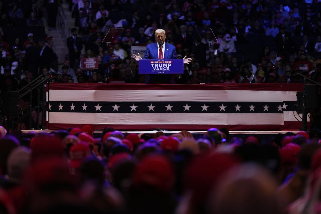 特朗普在紐約舉行大型造勢集會。(美聯社)