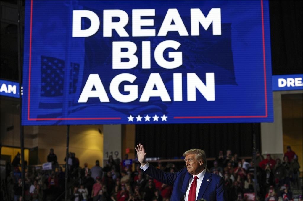 特朗普周二在賓夕法尼亞州拉票。(美聯社)