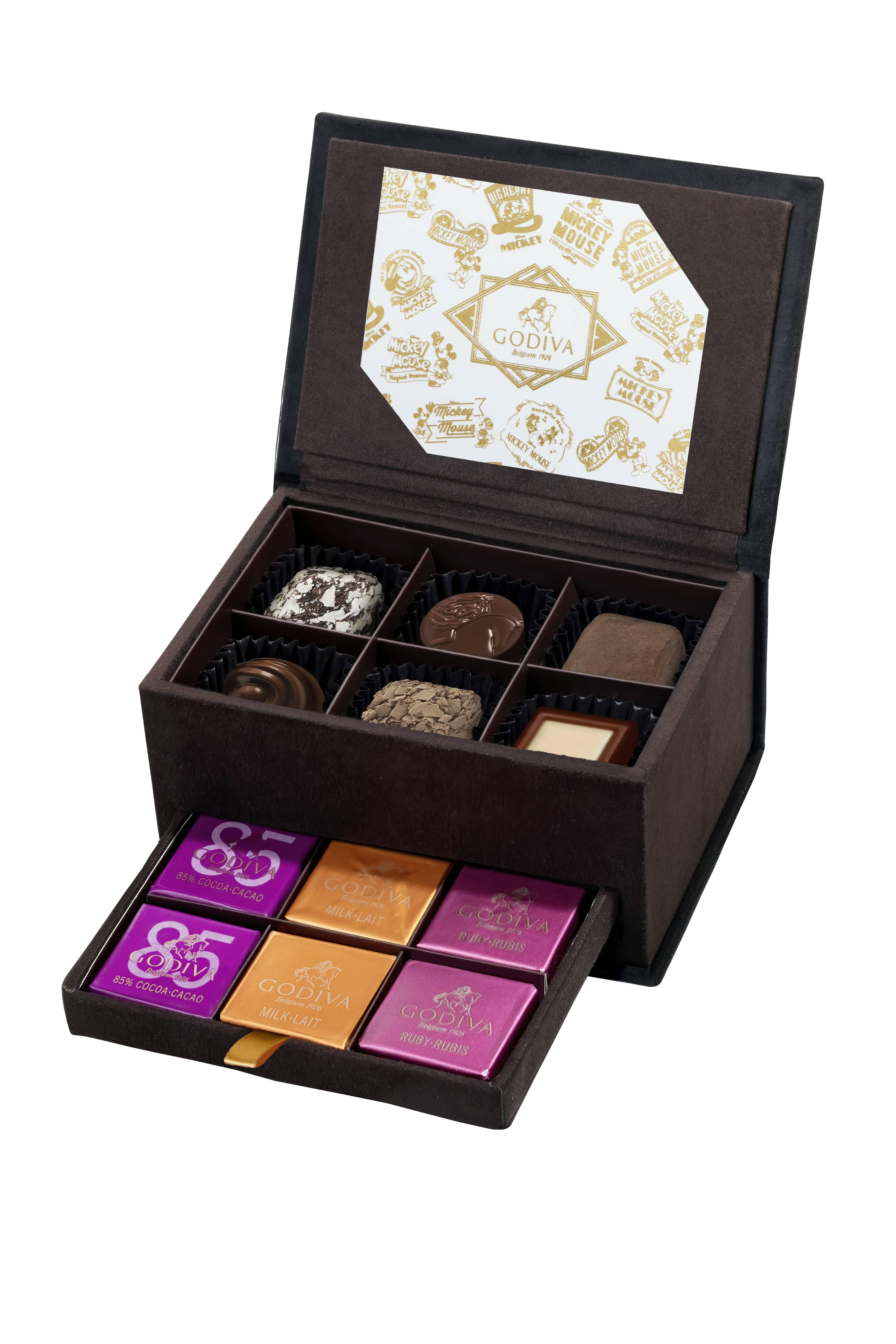 GODIVA經典米奇巧克力奢華禮盒12顆裝 $499 同時於全線GODIVA門市發售。