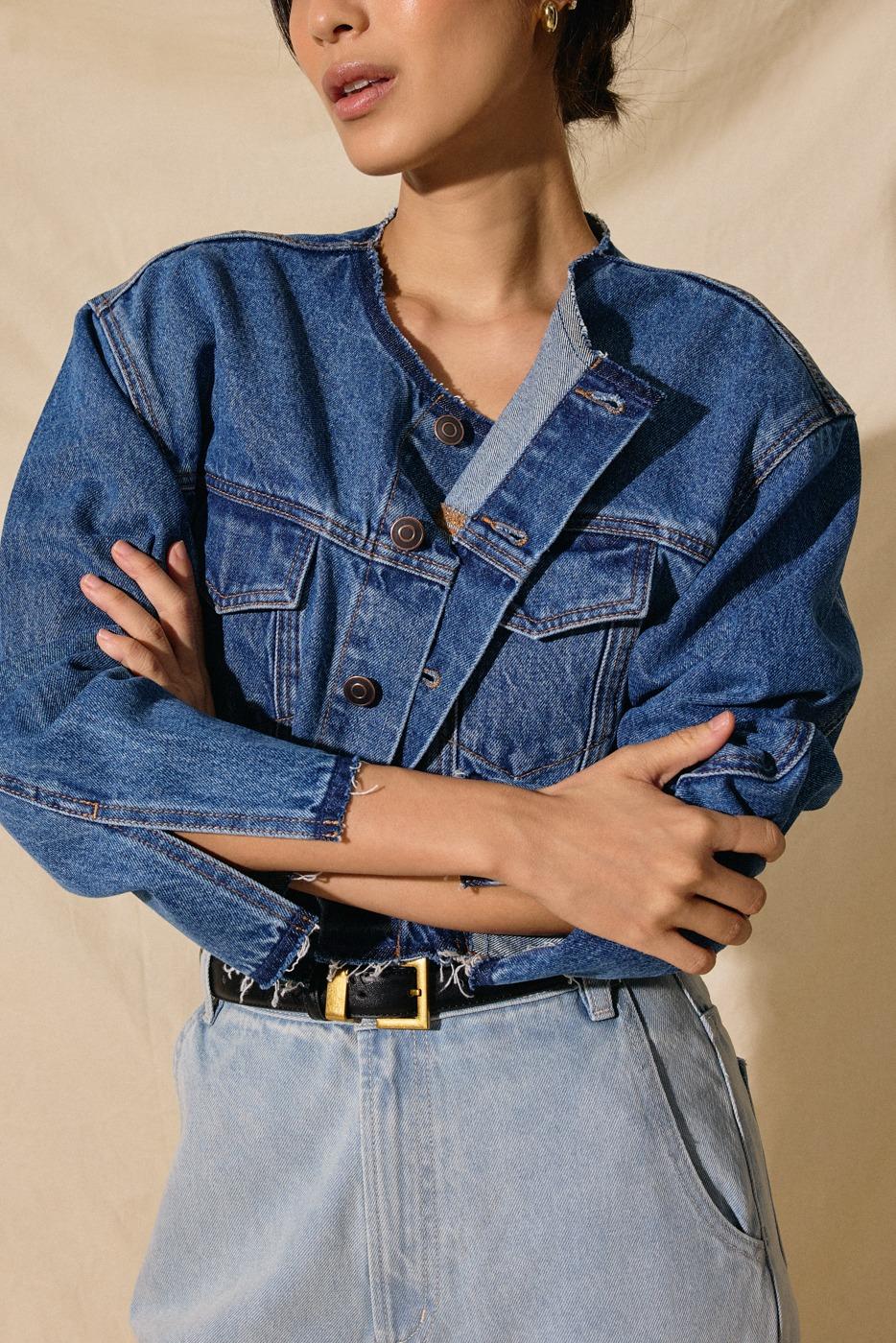 Cropped Fray Denim Jacket $519+Denim High Rise Wide Leg Jeans $489