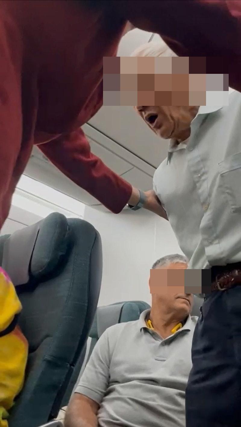 該老翁則以廣東話高呼聲稱自己80多歲,強調自己無犯法。(網片截圖)