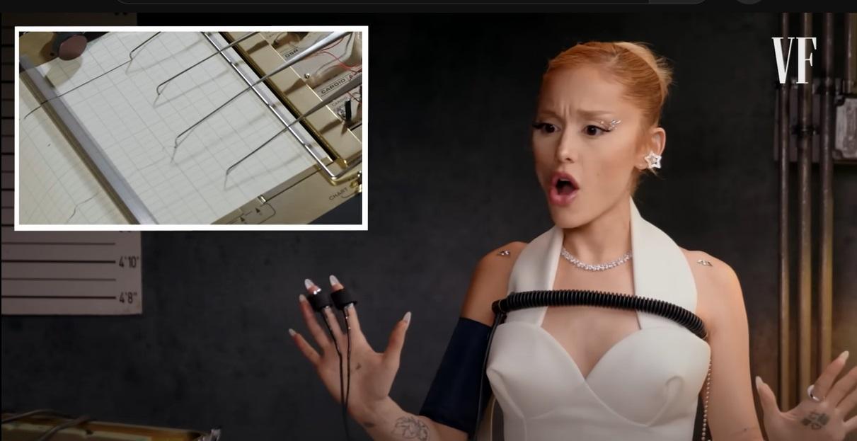 Ariana Grande在節目中,戴上測謊測試。