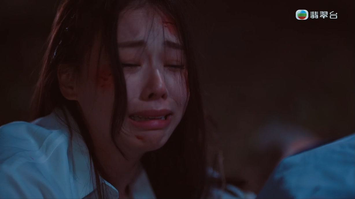 廖慧儀指被推落山那一幕比較難忘,因為自己也不禁哭了出來。