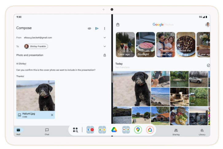 Android 15新功能|多工處理可同時開啟不同App並進行互動。