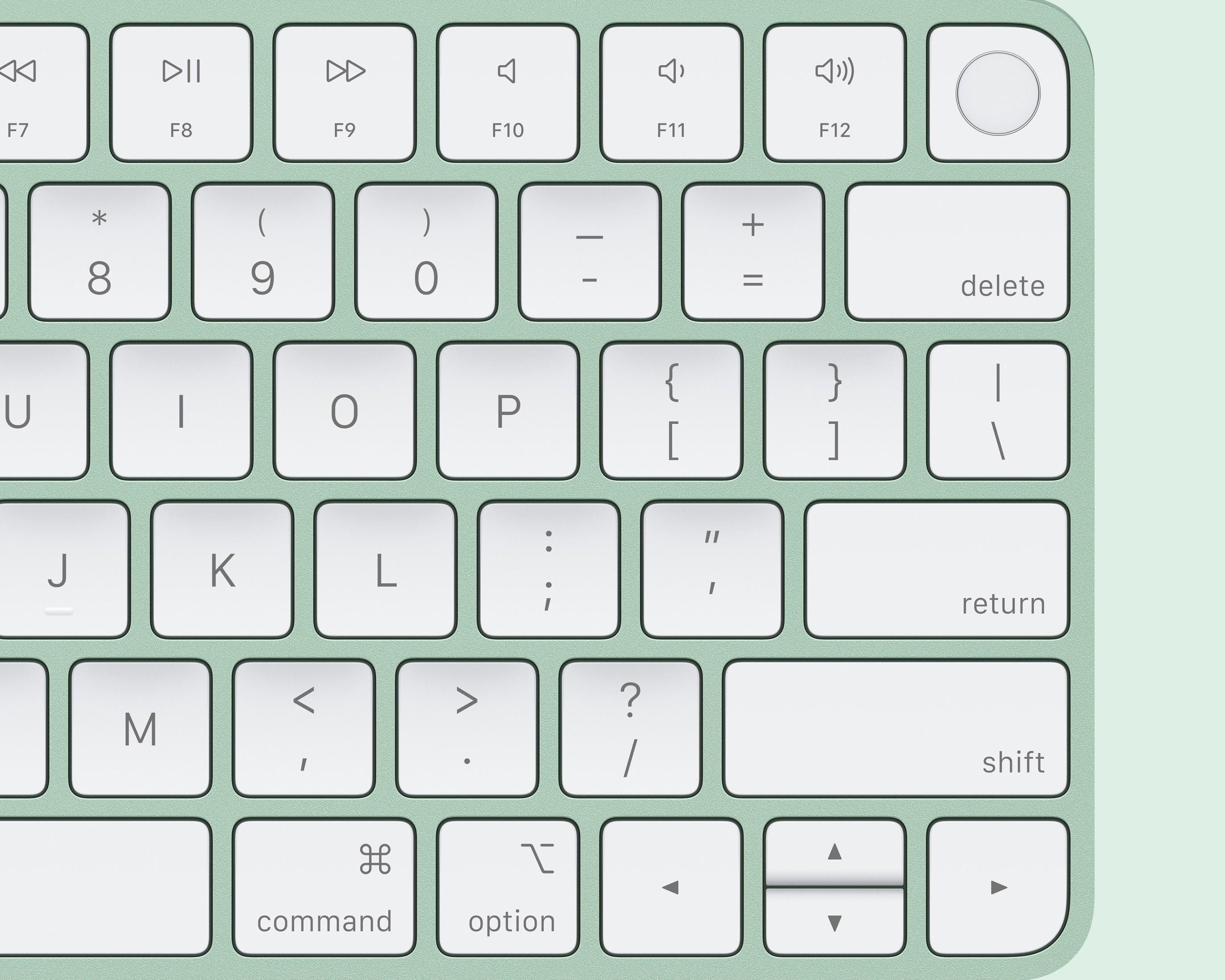 iMac配有襯色鍵盤以及滑鼠或觸控板。