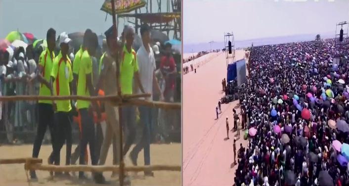 印度清奈航空展吸引近160萬人「朝聖」逼爆會場,很多民眾不適須送院。(互聯網)