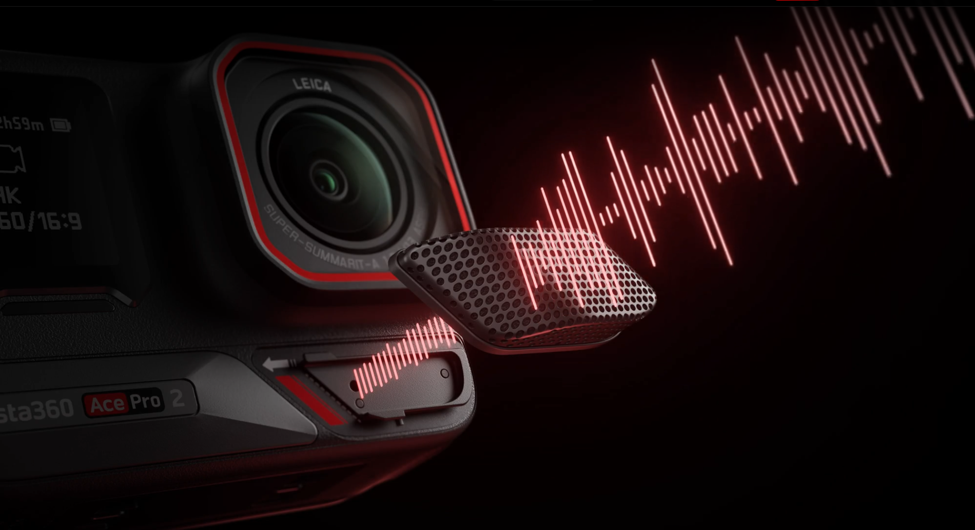 Insta360 Ace Pro 2搭配全新防風罩減低噪音。