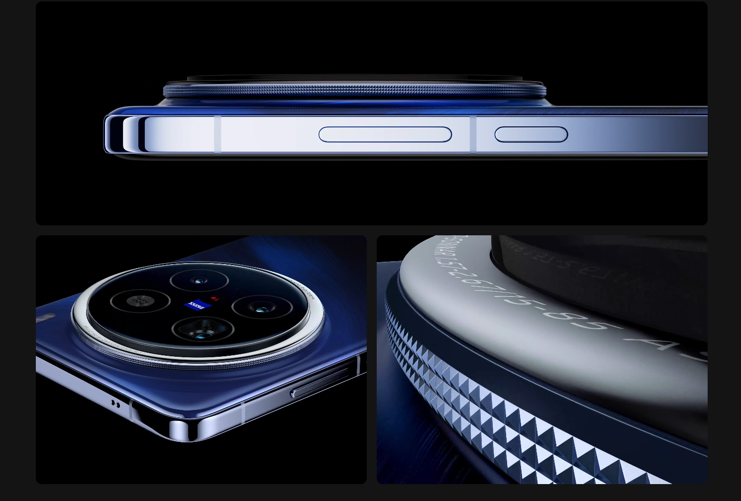 vivo X200 Pro採用四曲設計,鏡頭模組邊框有菱格紋路。