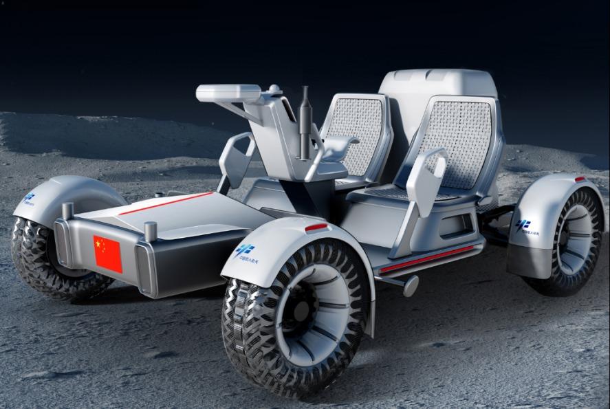 中國載人月球車方案一效果圖。(圖片來源:中國載人航天辦公室)