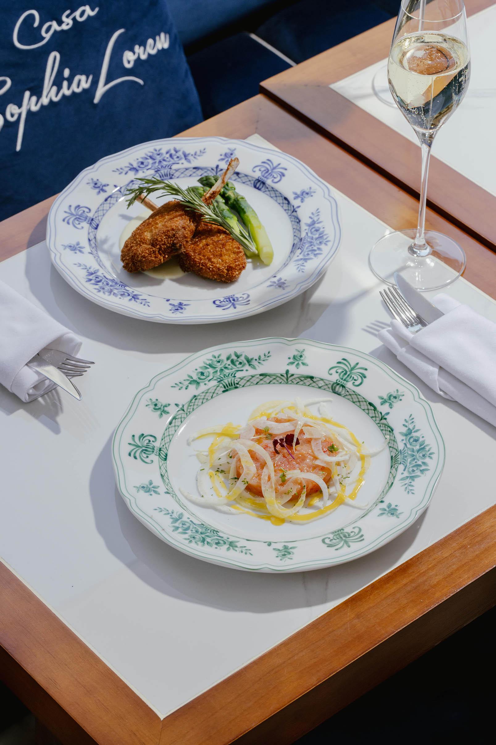 米蘭式脆炸羊扒、紅蝦他他