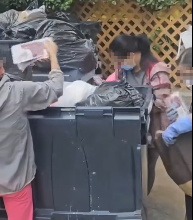 港島一個垃圾站,有三名外籍女子摷一個大型垃圾箱,從中擸走大批「過期肉」滿載而歸,拍片的目擊者猜測她們是外傭,稱:「唔係咁X樣買餸呀嘛?」。facebook群組「聘請工人姐姐關注組」