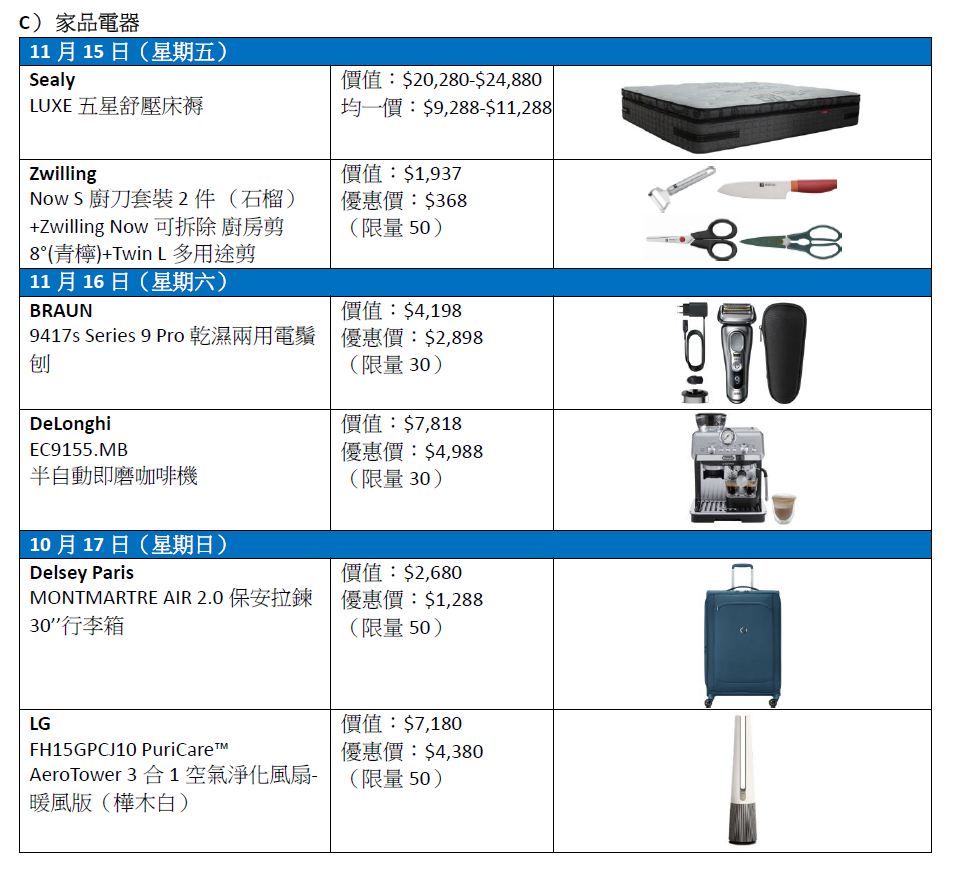 「啟德祭」家品電器優惠